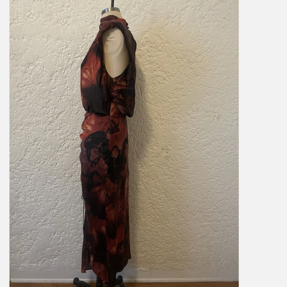 All Saints ISA Claudia Dress, Size 4 (small) Rust Red Silk Blend Midi Sleeveles - Picture 8 of 16